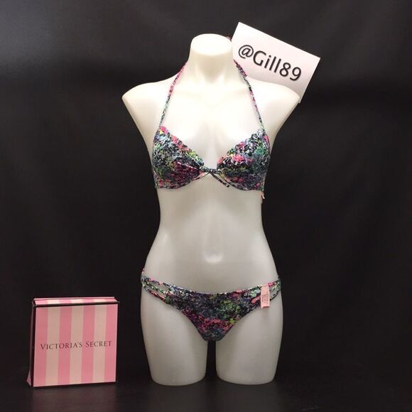 🔥🏖VICTORIA SECRET Swimsuit 2pc 34A push-up //XSmal New #8 - Picture 2 of 10